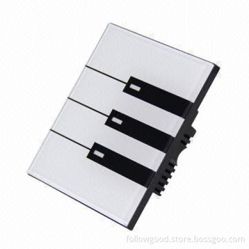 3-circuit Intelligent Touch Switch with Crystal Piano Key Feature Panel and ABS Plastic Body